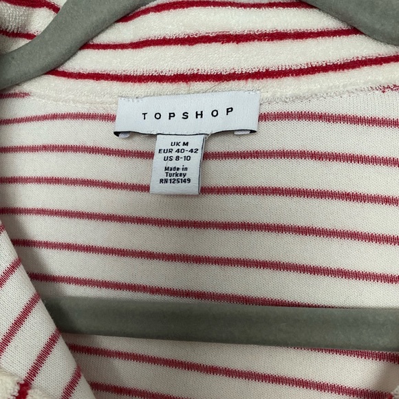 TOPSHOP Cropped collared sweater - red & white striped - Picture 3 of 3